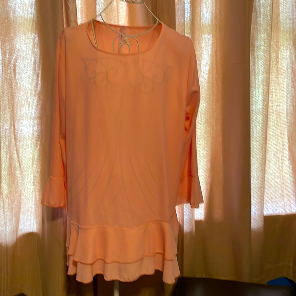 J mode peach blouse.  SZ L